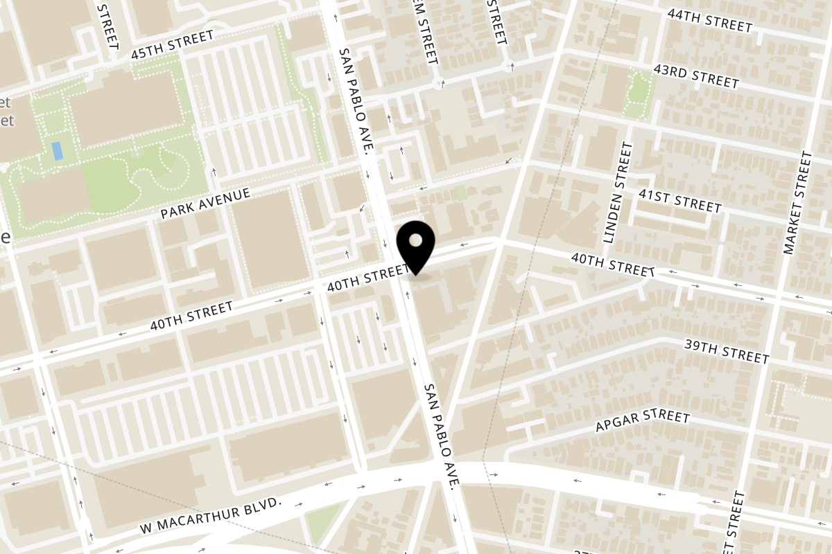 Map showing the location of Miyozen on 1147 40th St in Emeryville
